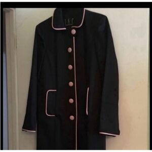 INC Vintage Y2K Designer Coat Runway Paris Inspired pink buttons + trim M Lovely